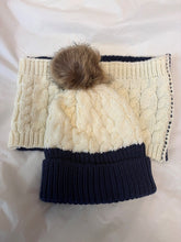 Halston Cable Knit Colorblock Pom Beanie & Neck Warmer Set 0