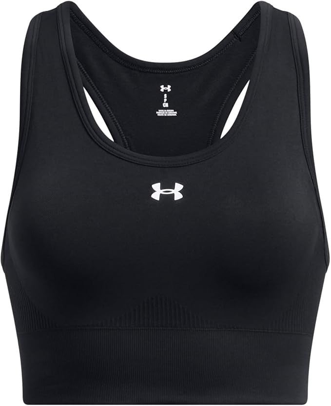 Under Armour Women's Vanish Seamless Mid Impact Sports Bra, Black/White, X-Large0