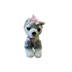 Poochie & Co Little Girls Plush Animal Shaped Purse, Pink/Grey Husky2