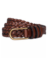 Michael Kors Women's Braided Leather Belt Luggage L/XL0