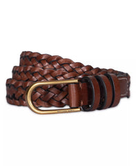 Michael Kors Women's Braided Leather Belt Luggage L/XL0