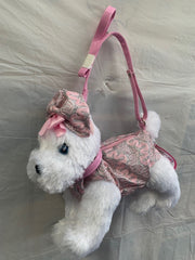 Poochie & Co Little Girls Plush Animal Shaped Purse, Pink/White /Glitter Terrier1