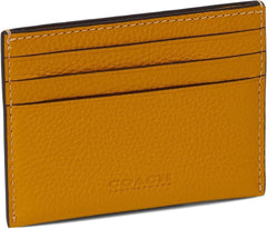COACH Pebble Leather Flat Card Case Yellow Gold One Size1