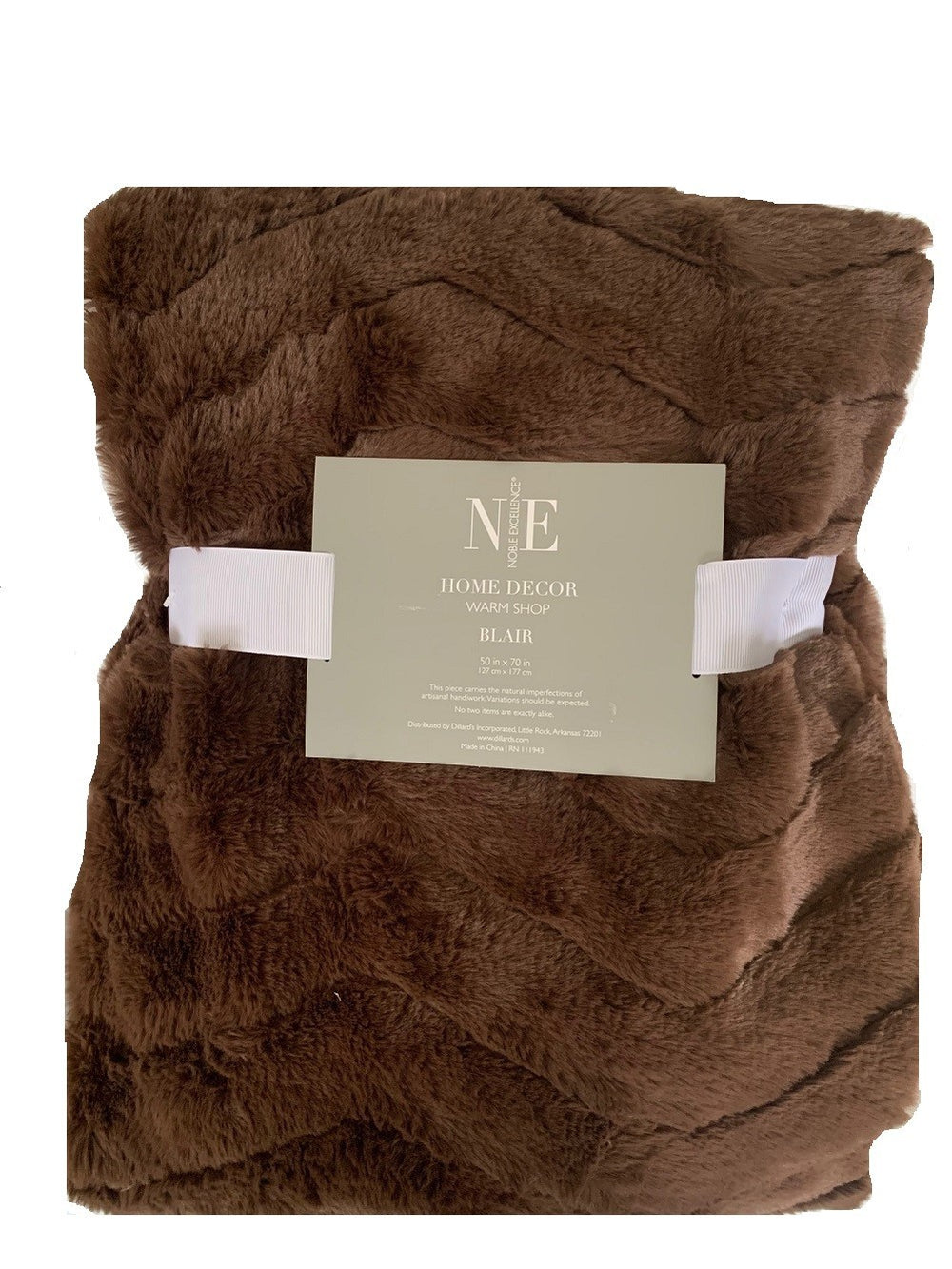 Noble Excellence Blair Reversible Plush Throw Blanket Fondue Fudge0