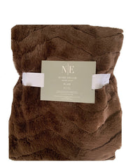 Noble Excellence Blair Reversible Plush Throw Blanket Fondue Fudge0