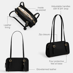 COACH Swing Zip 20 Buckle Handles Satchel Bag Black One Size3