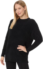 UGG Women's Riz Top Rib Sweater, Black, M0