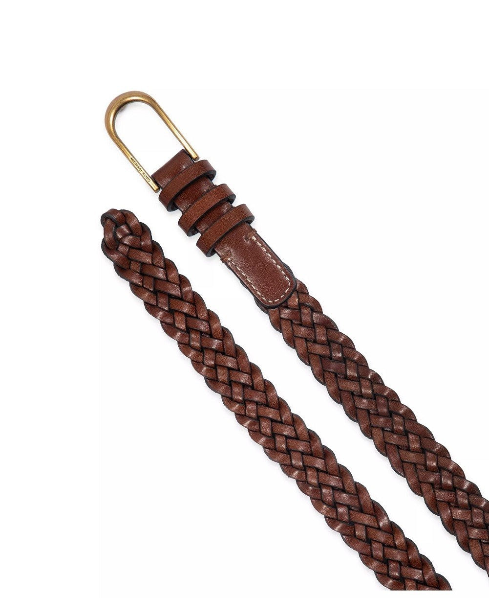 Michael Kors Women's Braided Leather Belt Luggage L/XL1