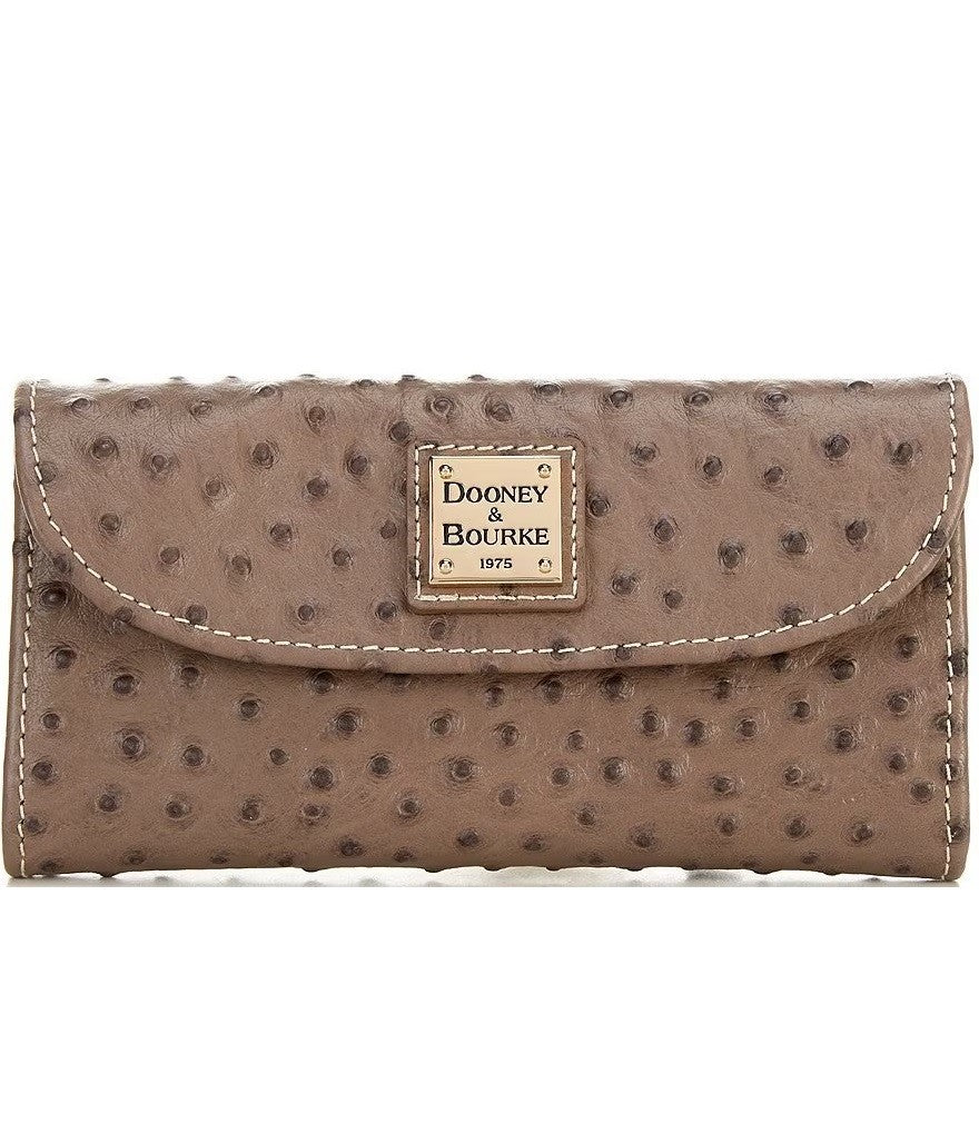 Dooney & Bourke Women's Ostrich Continental Trifold Wallet -Elephant0