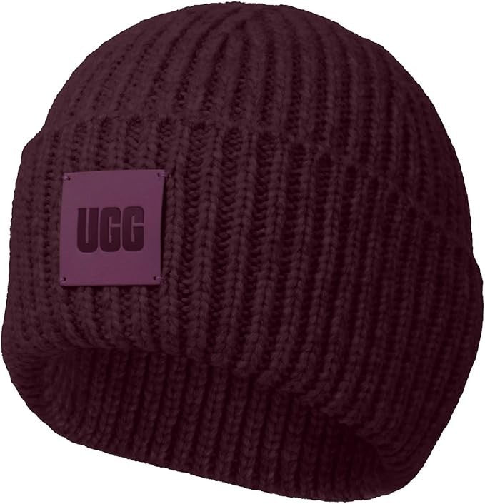 UGG Womens Chunky Rib Beanie with UGG Logo Wild Grape One Size1