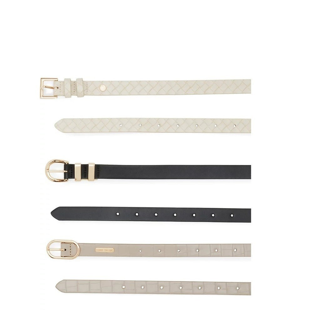 Anne Klein 3 for 1 Ivory Crocodile and Embossed Belt Set Medium1