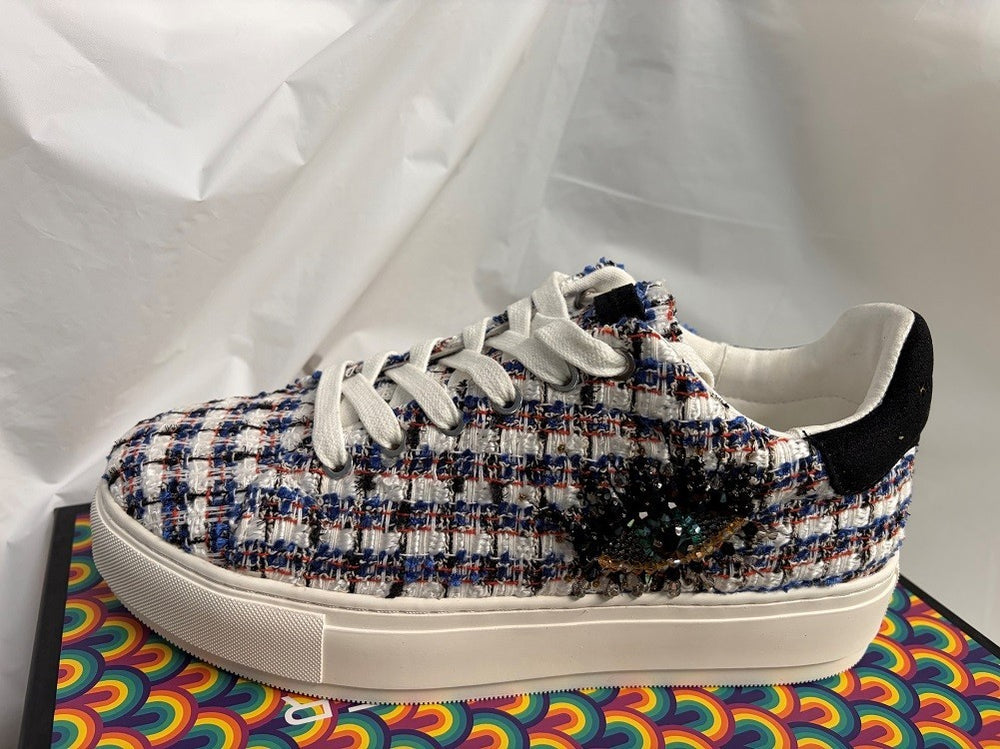 Kurt Geiger London Women's Laney Crystal Eye Houndstooth Platform Sneakers 8.5M3