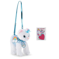 Poochie & Co Little Girls Plush Animal Shaped Cat Purse, Sequin Blue/White2