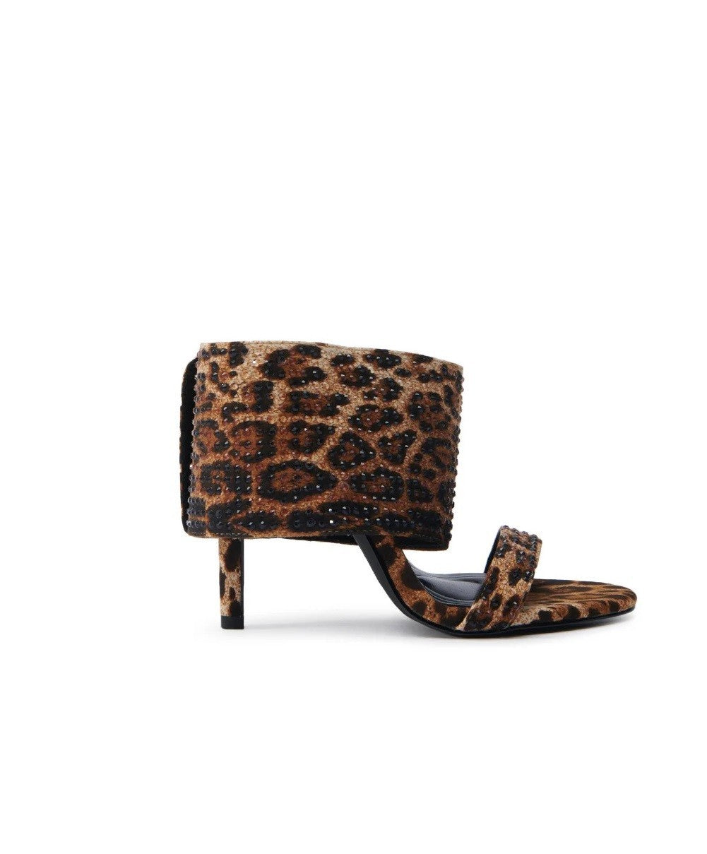 Azalea Wang Jansen Leopard Rhinestone Stiletto Sandal 0