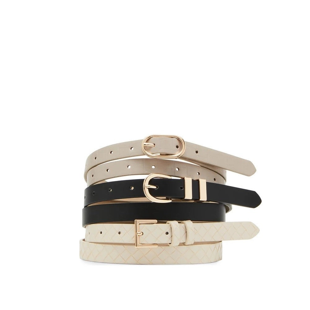 Anne Klein 3 for 1 Ivory Crocodile and Embossed Belt Set Medium0