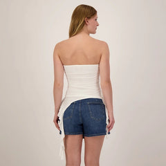  Charmed Hearts Women's Tentacle Trim Tube Top White Small1