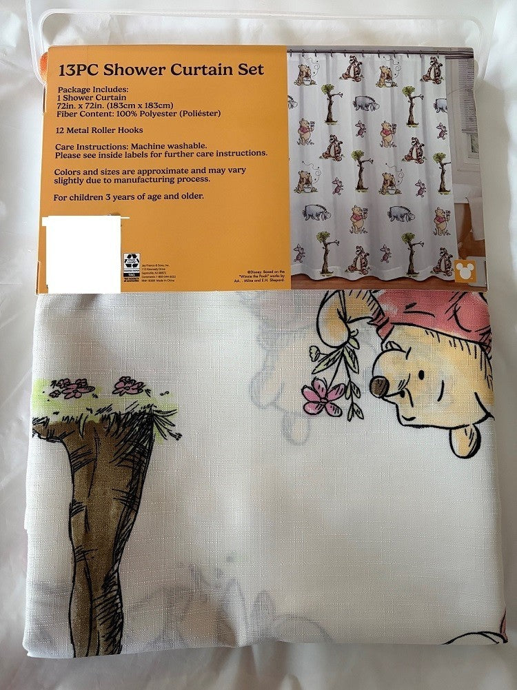 Disney Winnie the Pooh 13 piece Shower Curtain Set 72" X 72"1
