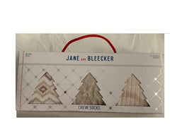 Jane And Bleecker Women's 3Pairs Holiday Crew Socks Sepia Rose Size 4-101