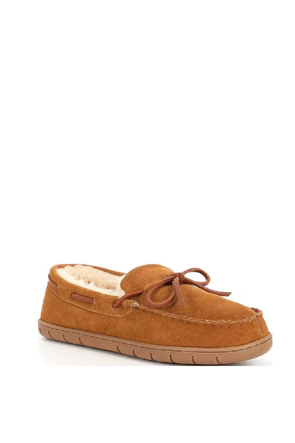 Cremieux Men's Genuine Suede Laced-Moccasin Slippers Chestnut X-Large 13-140