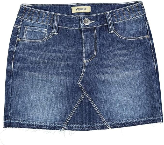 Squeeze Girls Dark Elise Stud Waistband Denim Miniskirt - 100