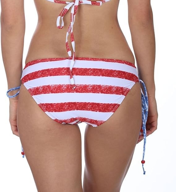 HEAT Swimwear Women's Criss-Cross US Flag Tie Side Bikini Bottom Small2