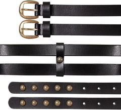 Lucky Brand Women's Double Buckle Studded Leather Belt Black Small1