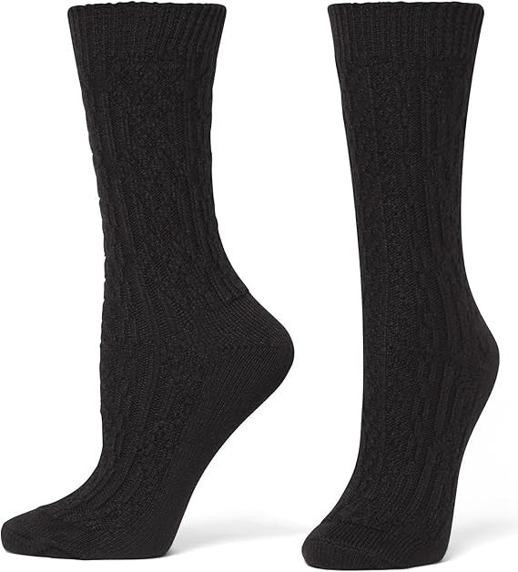 HUE Women's 2 Pair Crew Length Boot Socks, Rio Red Cable, One Size3