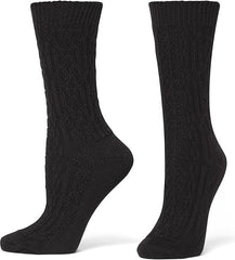HUE Women's 2 Pair Crew Length Boot Socks, Rio Red Cable, One Size3