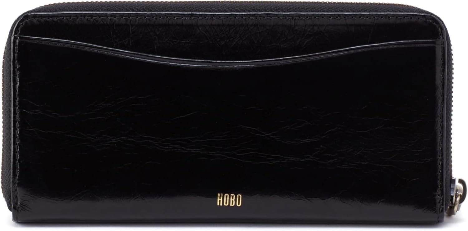 HOBO Women's Max Leather Large Zip Around Continental Wallet Black2