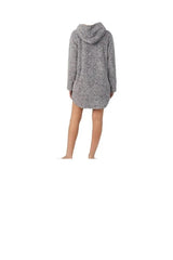 Peanuts Women's Long Sleeve Round Plush Hooded Tunic Grey Medium1