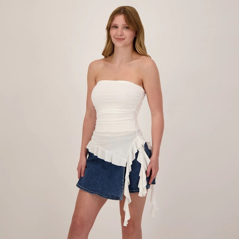  Charmed Hearts Women's Tentacle Trim Tube Top White Small0