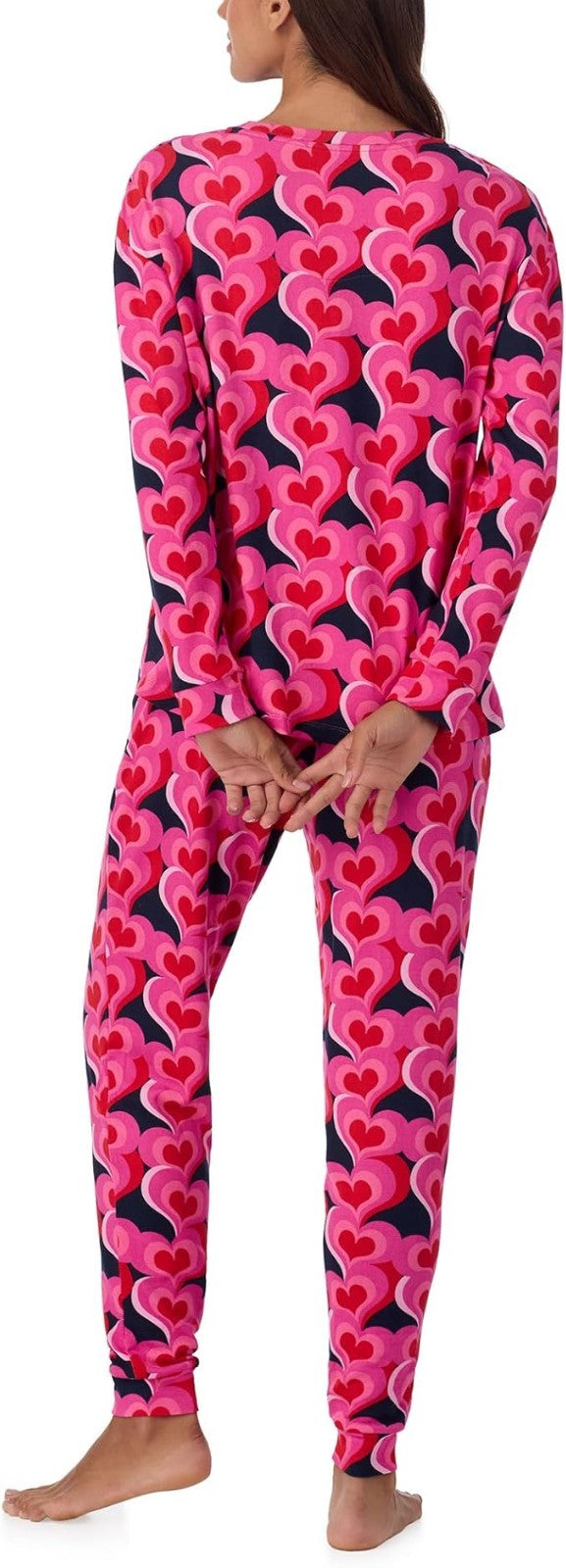 Room Service Pajama Shirt & PJ Jogger Pants Set Black Heart Medium2