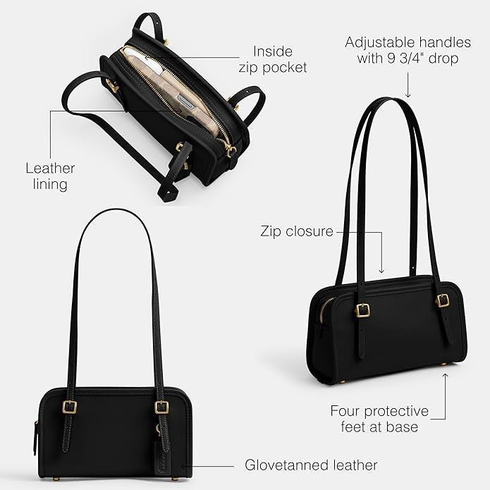 COACH Swing Zip 20 Buckle Handles Satchel Bag Black One Size3