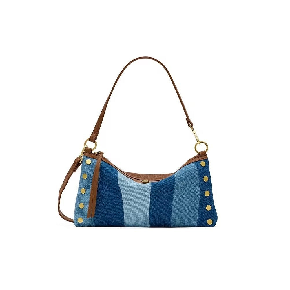 Hammitt Kyle Medium Denim Studded Shoulder Bag Silverlake0