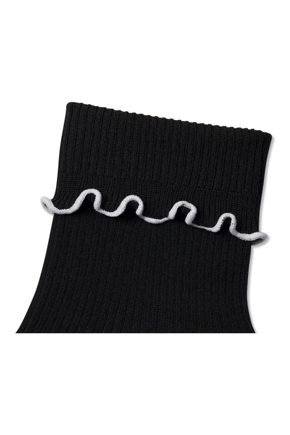 Bombas Women's Frilly Rib Light Half Calf Crew Socks Black Small1