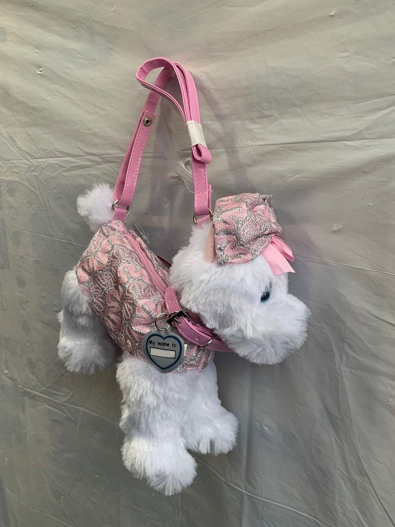 Poochie & Co Little Girls Plush Animal Shaped Purse, Pink/White /Glitter Terrier0
