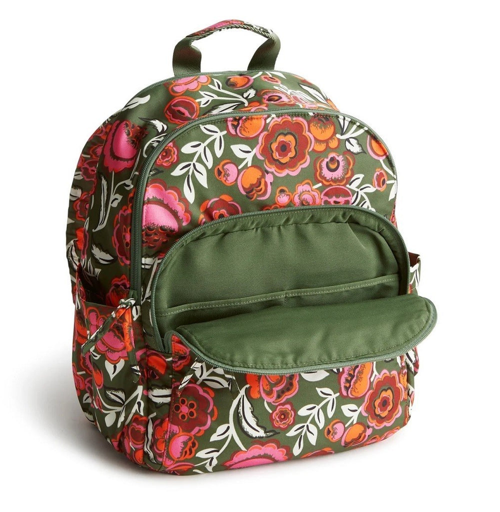 Vera Bradley Large Bancroft Backpack Bobby Flowers Green2