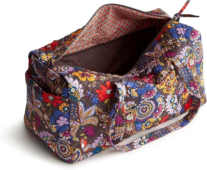 Vera Bradley Women's Premium Cotton Original Duffel Bag, Colorful Bouquet, O/S1