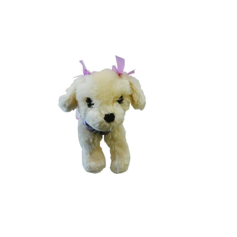 Poochie & Co Little Girls Plush Animal Shaped Purse Maltese Mindy Beige /Purple2
