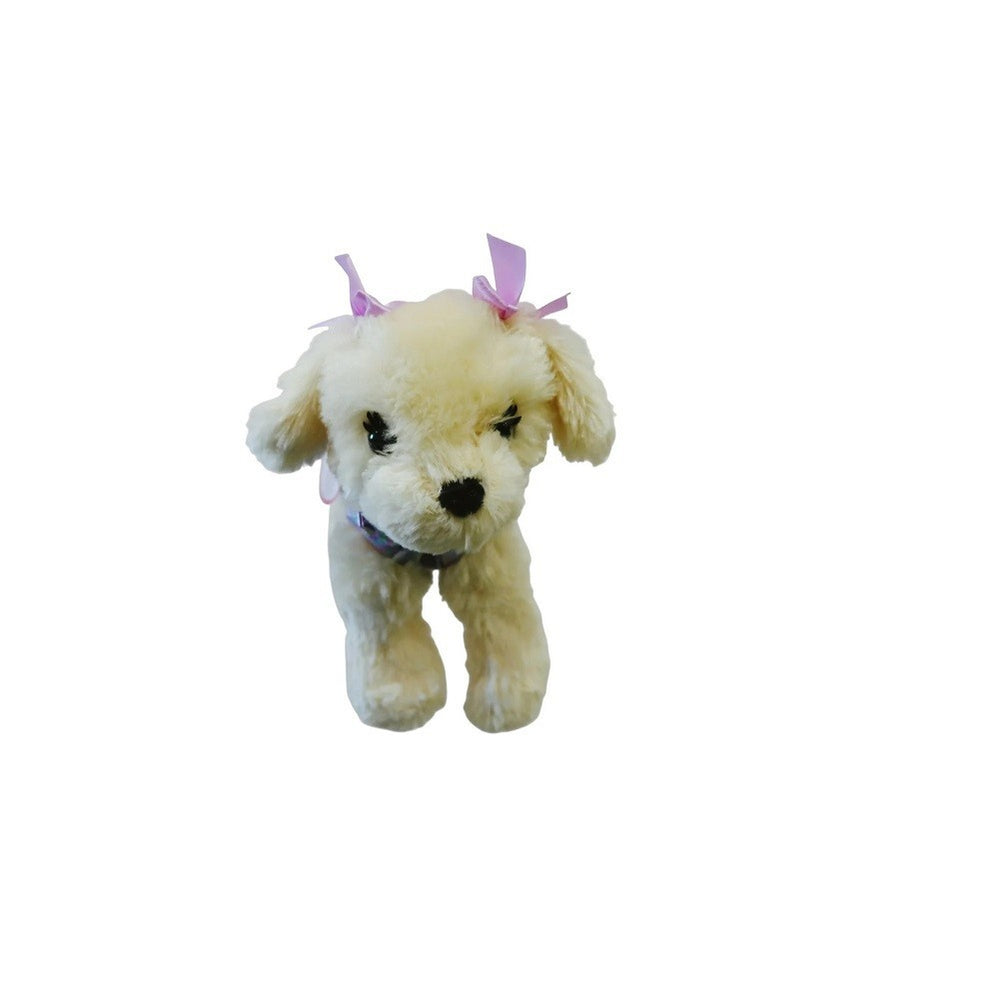 Poochie & Co Little Girls Plush Animal Shaped Purse Maltese Mindy Beige /Purple2