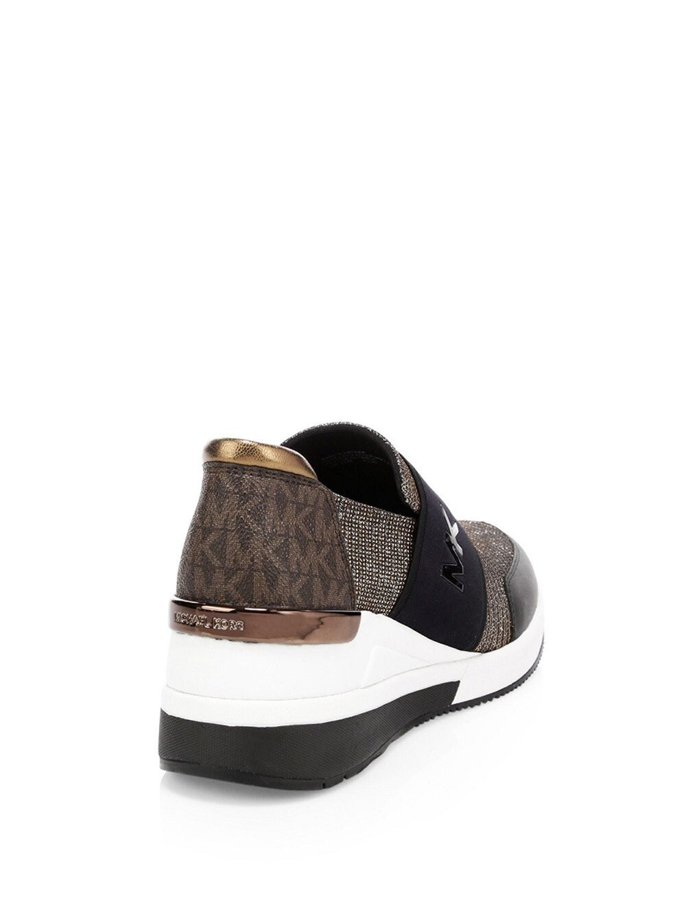 Michael Kors Women's Felix Trainers Glitter Chain Mesh Bronze Anthracite 8M1