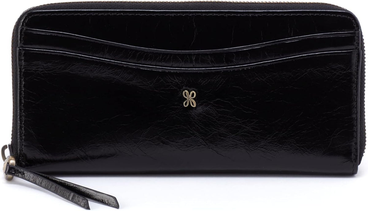 HOBO Women's Max Leather Large Zip Around Continental Wallet Black0
