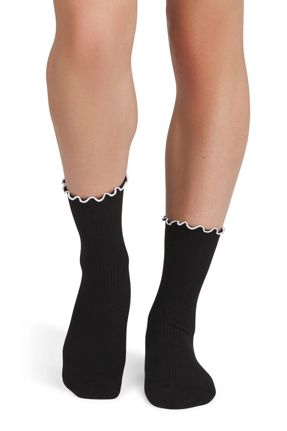 Bombas Women's Frilly Rib Light Half Calf Crew Socks Black Small0