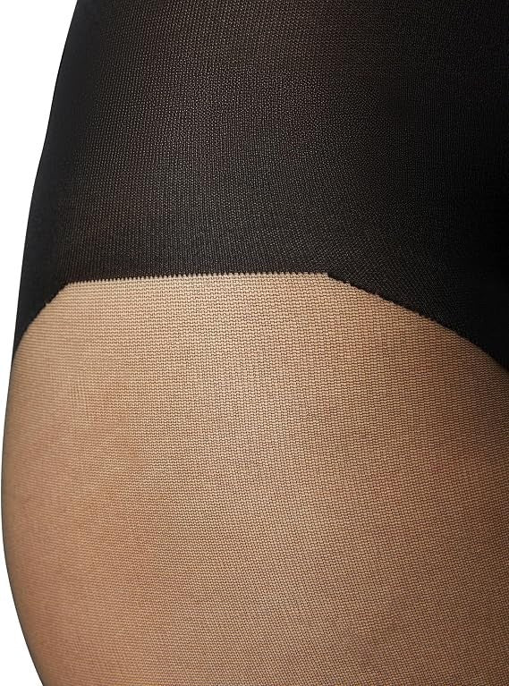 HUE Women's Opaque Tights with Control Top Sheer Rib Black Dotted S/M2