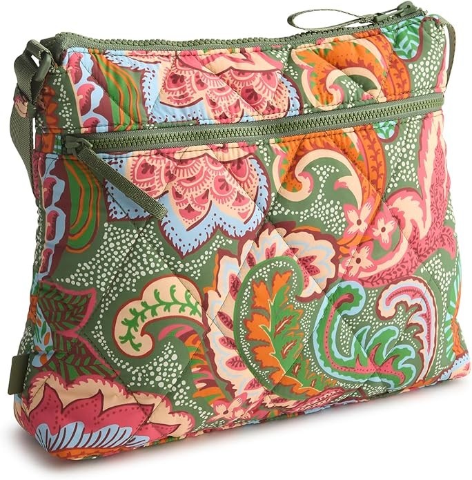 Vera Bradley Featherweight Zip Hipster Crossbody Bag, Leaf Me Not Paisley, O/S1