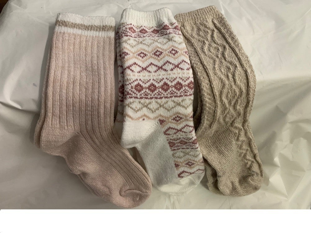 Jane And Bleecker Women's 3Pairs Holiday Crew Socks Sepia Rose Size 4-100